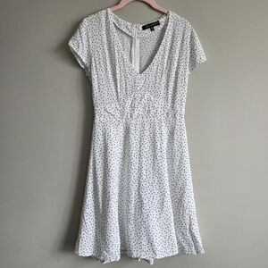 💚Dynamite White and Black Polka Dot Midi Dress